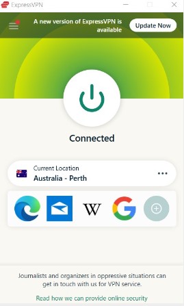  conectado al servidor de Perth de ExpressVPN para ver ABC-iview  -  