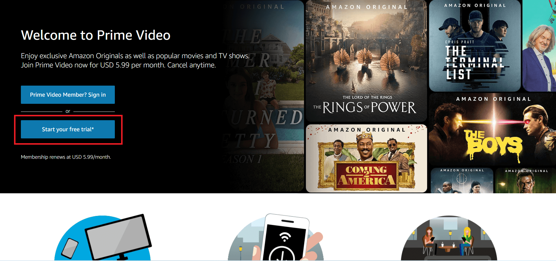 click-start-free-trial-on-amazon-prime-in-Netherlands