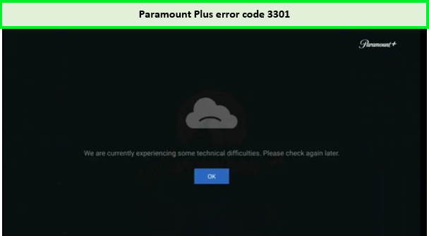  Paramount Plus-foutcode 3301 