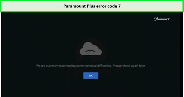  Paramount Plus - Código de error 7 "in" - Espana 