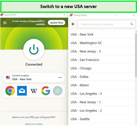  Wechseln Sie zu einem neuen USA-Server. 