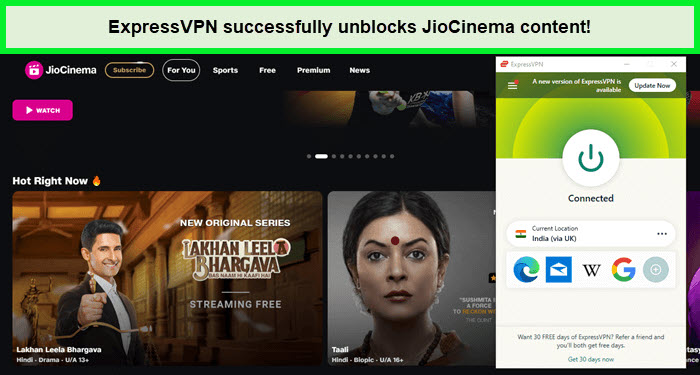 expressvpn-unblock-to-Watch-JioCinema-outside-India