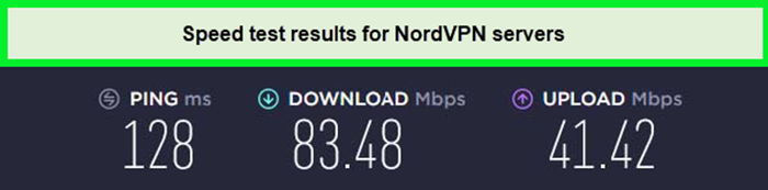 resultados de la prueba de velocidad para los servidores de NordVPN in - Espana 