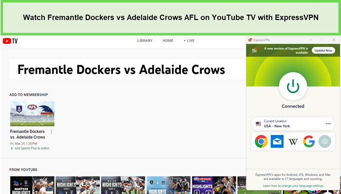 Watch-Fremantle-Dockers-vs-Adelaide-Crows-AFL-in-South Korea-on-YouTube-TV-with-ExpressVPN