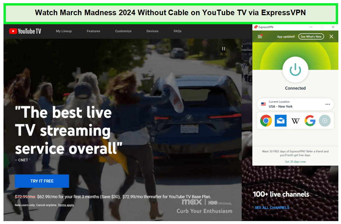 Watch-March-Madness-2024-Without-Cable-outside-USA-on-YouTube-TV-via-ExpressVPN