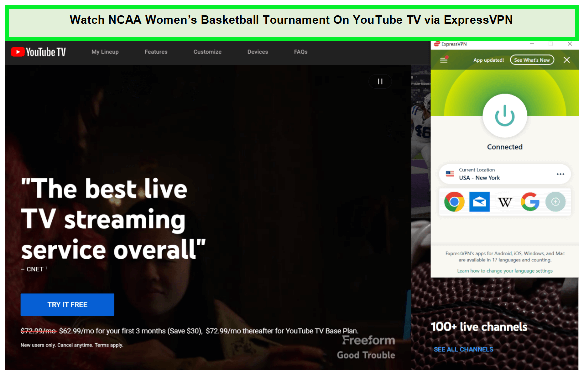 Watch-NCAA-Womens-Basketball-Tournament-in-South Korea-On-YouTube-TV-via-ExpressVPN
