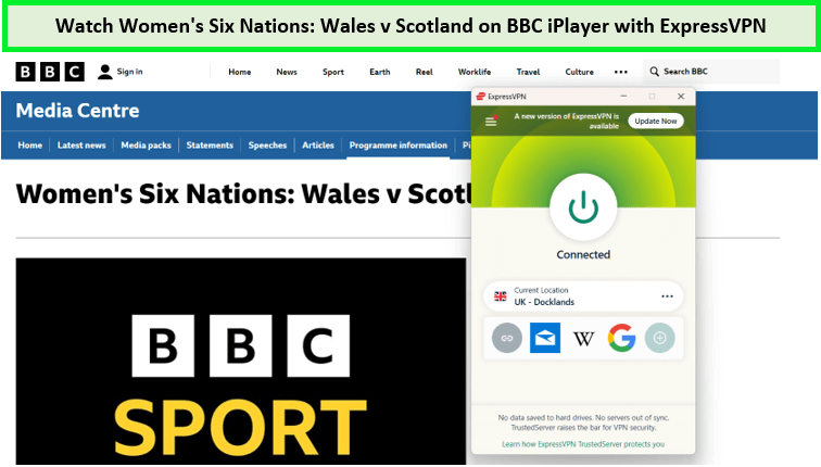  ExpressVPN desbloquea el partido de las Seis Naciones de mujeres entre Gales y Escocia en BBC iPlayer.  -  