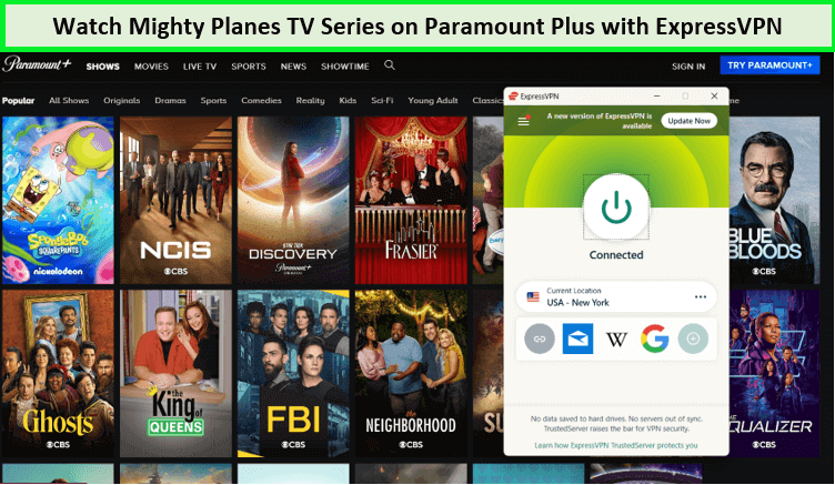  ExpressVPN desbloqueó la serie de televisión Mighty Planes en Paramount Plus.  -  