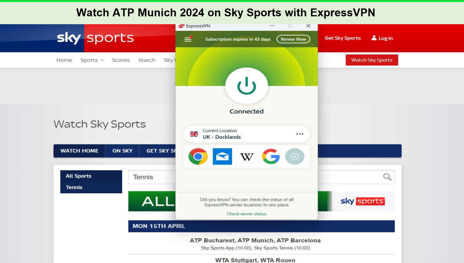  Débloquez ExpressVPN et regardez ATP Munich 2024. 