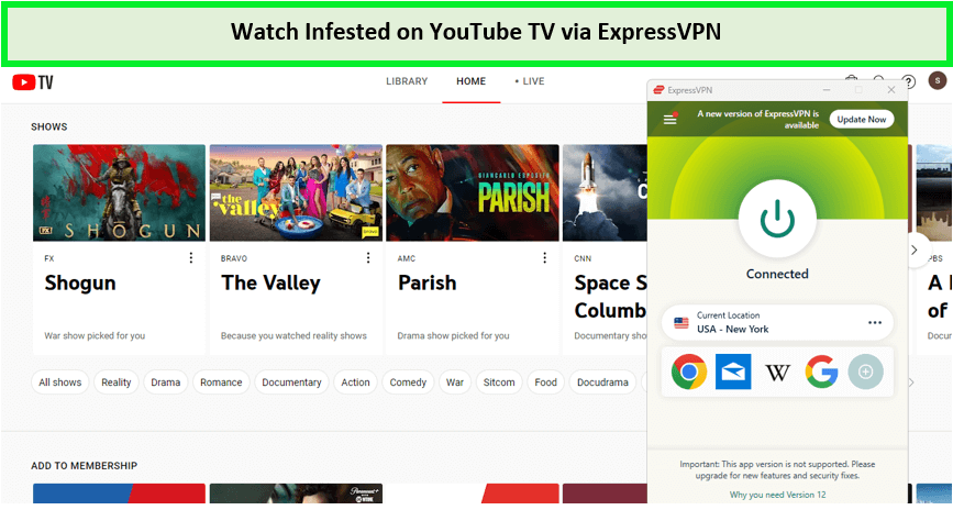 How to Watch Infested in Singapore on YouTube TV