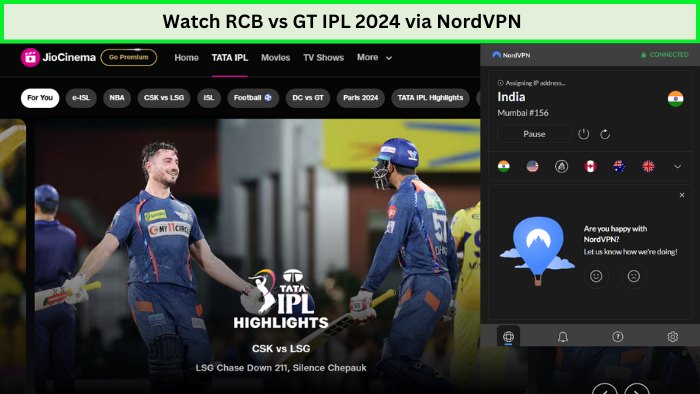 Watch-RCB-VS-GT-IPL-2024 in-Hong Kong-on-jio-cinema-with-NordVPN