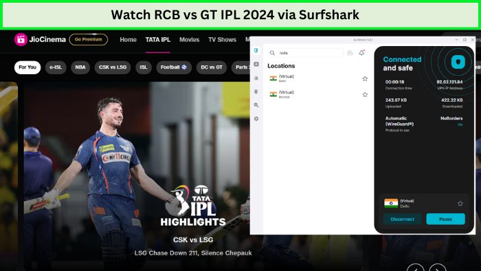 Watch-RCB-VS-GT-IPL-2024 in-New Zealand-on-jio-cinema-with-Surfshark